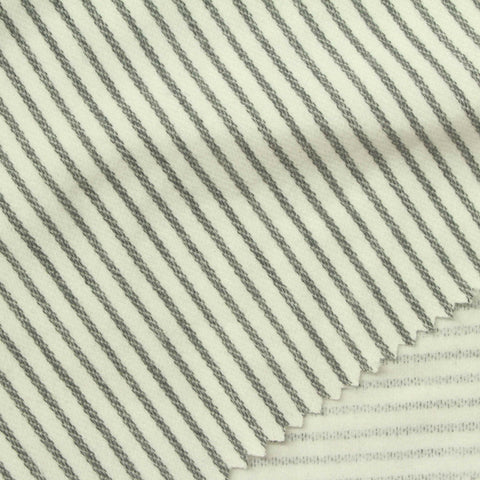 Cream Horizontal-Stripe French Terry, Poly-Cotton