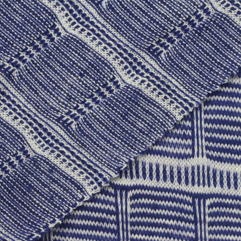 Blue Horizontal-Stripe Jersey Knit, Poly-Viscose, 240 gsm