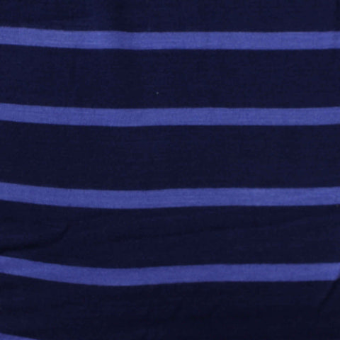 Dark Blue Stripes Rib Knit, Viscose