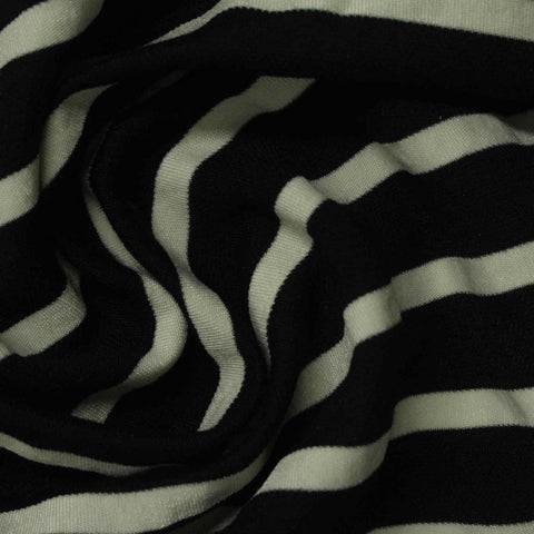 Black Horizontal-Stripe Knit, Polyester, 190 gsm