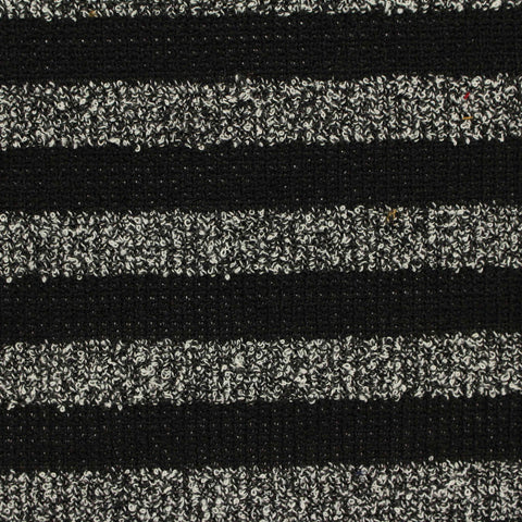 Black Horizontal-Stripe Rib Knit, Polyester, 204 gsm