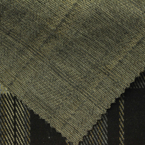 Black Plaid Interlock Knit, Poly-Viscose, 267 gsm