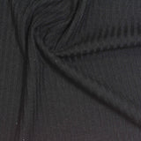 Polyester Viscose Stretch Rib Knit Fabric, 215 gsm, 155 cm — Black — photo 2