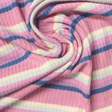Pink Horizontal-Stripe Rib Knit, Poly-Viscose — photo 2