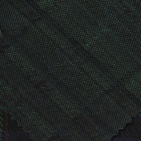 Dark Blue Plaid Interlock Knit, Poly-Viscose