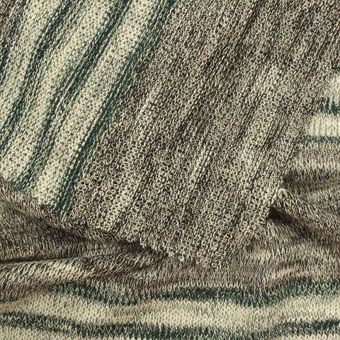 Grey Horizontal-Stripe Chunky Knit, Viscose-Poly, 152 gsm