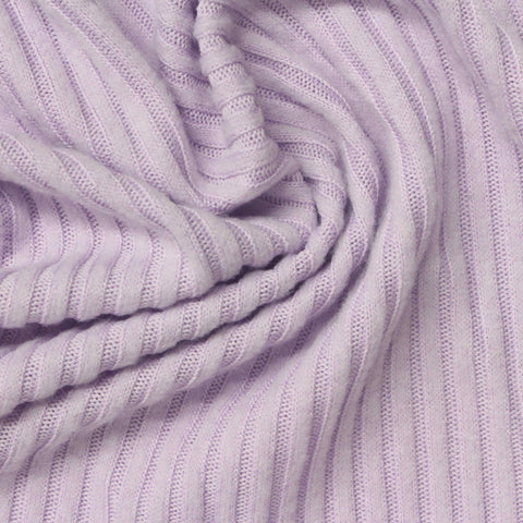 Brushed Polyester Stretch Rib Knit Fabric, 230 gsm, 165 cm — Purple