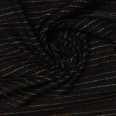Silver Horizontal-Stripe Knit, Nylon, 155 gsm