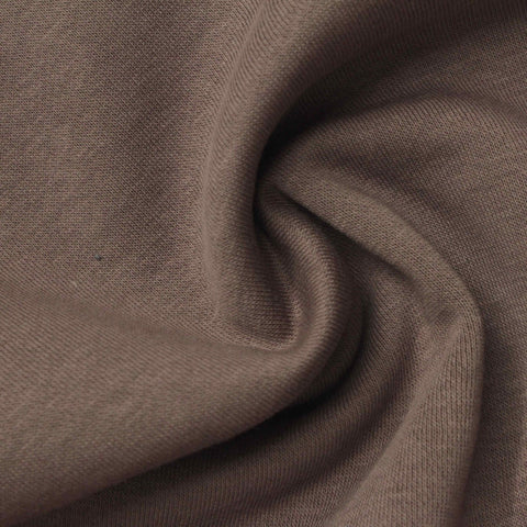 Brushed 100% Cotton French Terry Fabric, 260 gsm, 182 cm — Brown