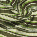 Striped Cotton Stretch Rib Knit Fabric, 265 gsm, 98 cm — Green — photo 2