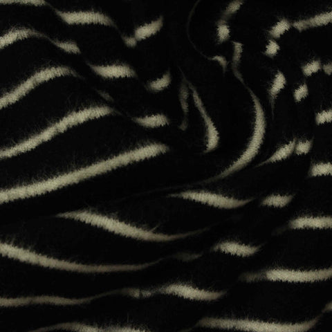 Light Grey Horizontal-Stripe Interlock Knit, Viscose-Acrylic