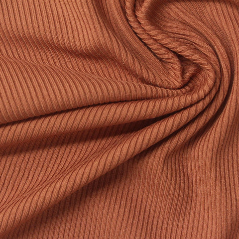 Polyester Stretch Rib Knit Fabric, 250 gsm, 158 cm — Brown