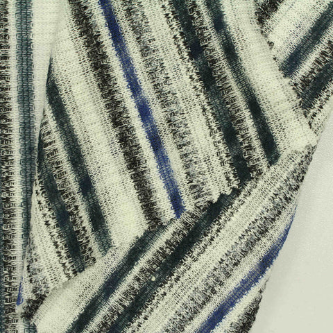 Blue Stripes Rib Knit, Poly-Viscose, 186 gsm