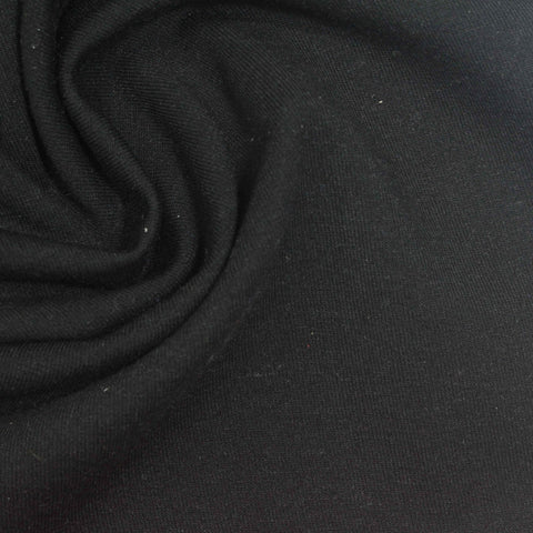 Brushed Polyester Viscose Stretch French Terry Fabric, 247 gsm — Black