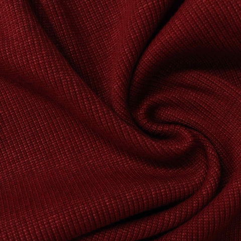 Polyester Cotton Stretch Rib Knit Fabric, 340 gsm, 140 cm — Red