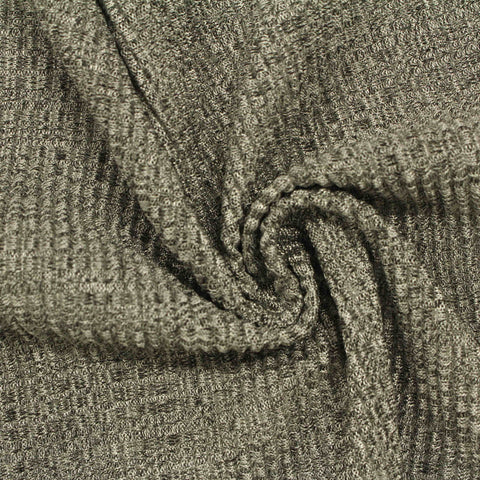 Heathered Grey Marl Rib Knit, Polyester, 245 gsm, 132 cm