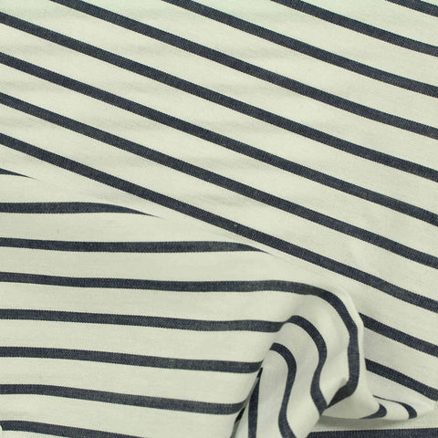 Navy Vertical-Stripe Poplin, Cotton