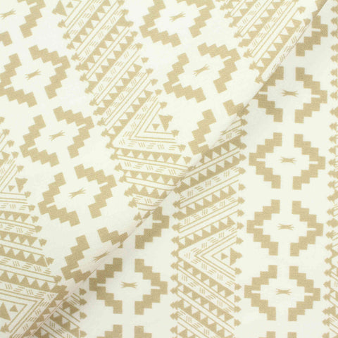 Beige Geometric-Diamond Bengaline, Viscose-Nylon