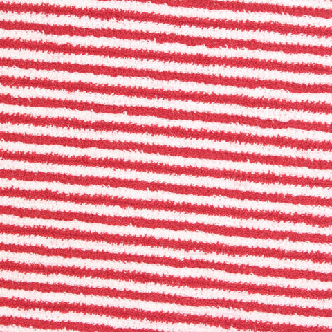 Red Horizontal-Stripe Interlock Knit, Polyester, 250 gsm