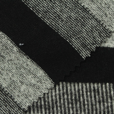 Black Horizontal-Stripe Jersey Knit, Viscose-Poly, 210 gsm, 160 cm
