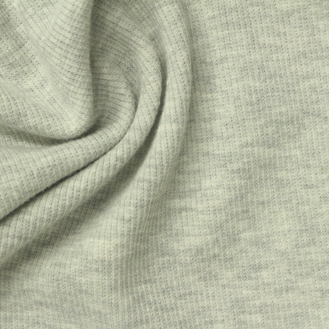 Light Grey Marl Rib Knit, Cotton-Poly, 300 gsm, 132 cm