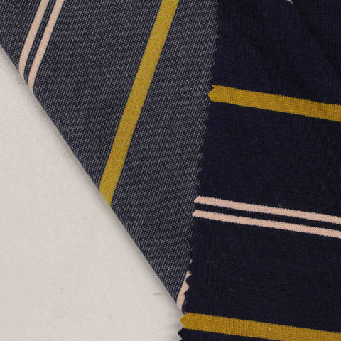 Navy Stripes Ponte Knit, Viscose