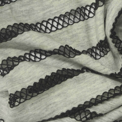 Heather Grey Stripes Jacquard, Poly-Viscose
