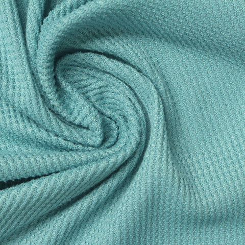 Polyester Stretch Waffle Knit Fabric, 165 gsm, 151 cm — Blue