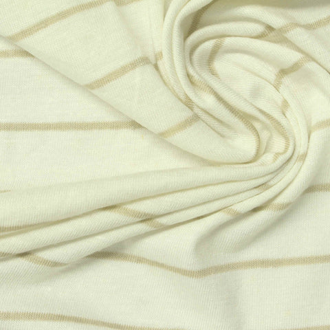 Tan Horizontal-Stripe Jersey Knit, Viscose