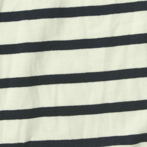 Striped Viscose Stretch Jersey Knit Fabric, 180 gsm, 150 cm — White