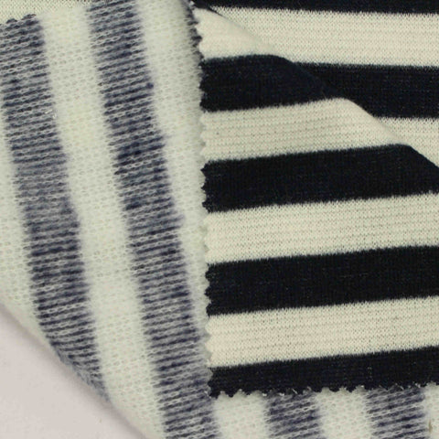 Black Horizontal-Stripe Knit, Polyester, 260 gsm, 140 cm