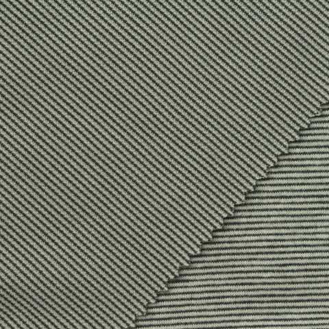 Dark Grey Horizontal-Stripe Interlock Knit, Poly-Cotton