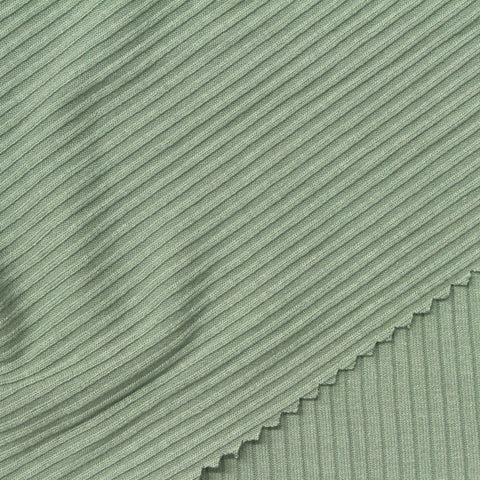 Viscose Stretch Rib Knit Fabric, 220 gsm, 140 cm — Green, ref EF-269526
