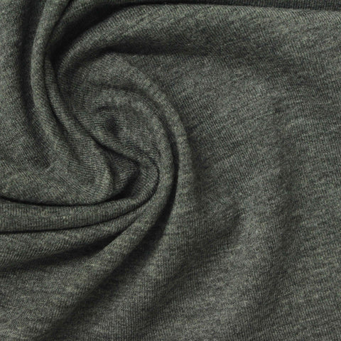 Dark Grey Heathered-Marl Jersey Knit, Poly-Cotton, 180 gsm