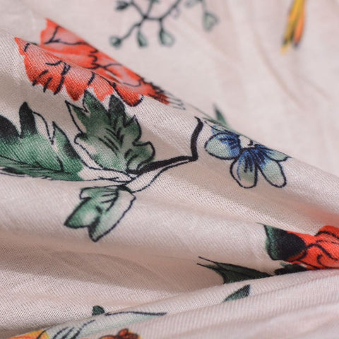 Orange Flowers Jersey Knit, Viscose