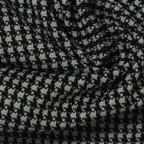 Black Houndstooth Jacquard, Polyester, 260 gsm, 150 cm