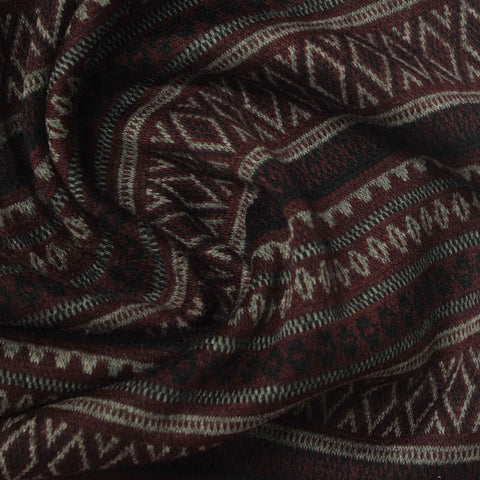 Maroon Geometric-Band Interlock Knit, Viscose