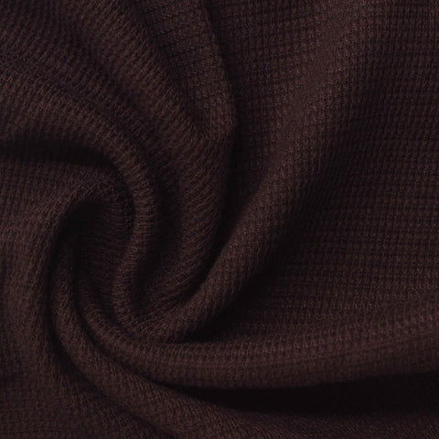 Polyester Cotton Stretch Waffle Knit Fabric, 240 gsm, 175 cm — Brown