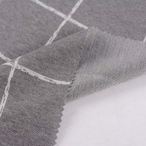 Grey Check Interlock Knit, Polyester, 267 gsm