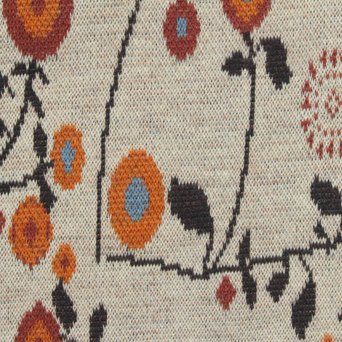Orange Floral Jacquard, Poly-Viscose