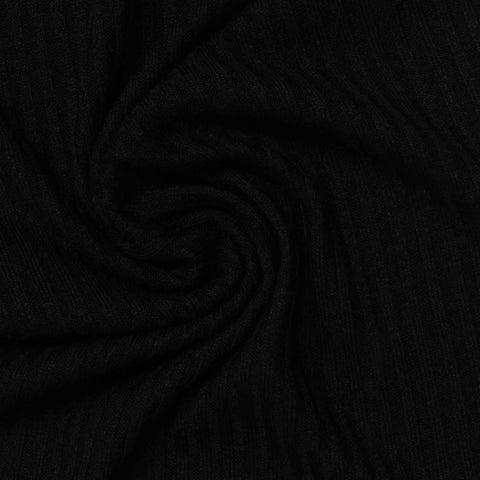 Rib Knit Fabric, 205 gsm — Black