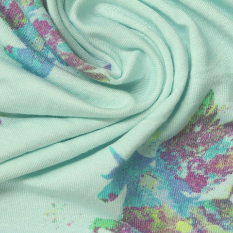 Green Unicorn Jersey Knit, Viscose