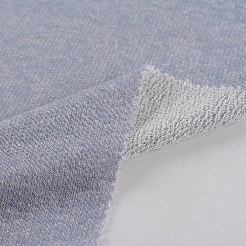 Light Blue Marl French Terry, Cotton-Poly, 241 gsm