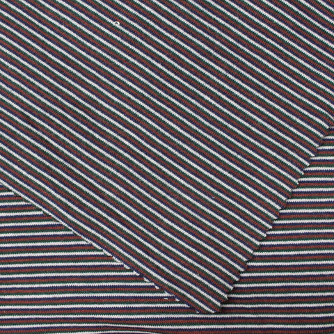 White Horizontal-Stripe Interlock Knit, Polyester