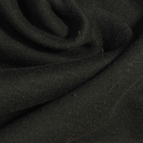 Cotton Polyester French Terry Fabric, 240 gsm, 173 cm — Black