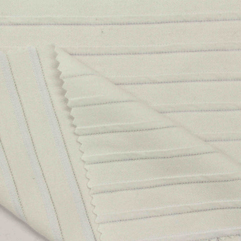 Striped Cotton Polyester Knit Fabric, 208 gsm, 150 cm — Beige