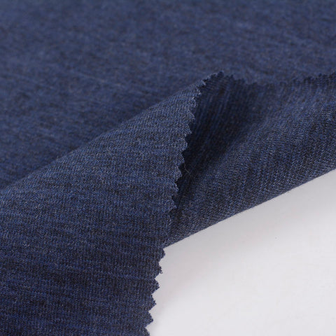 Dark Blue Marl Rib Knit, Cotton-Poly, 381 gsm