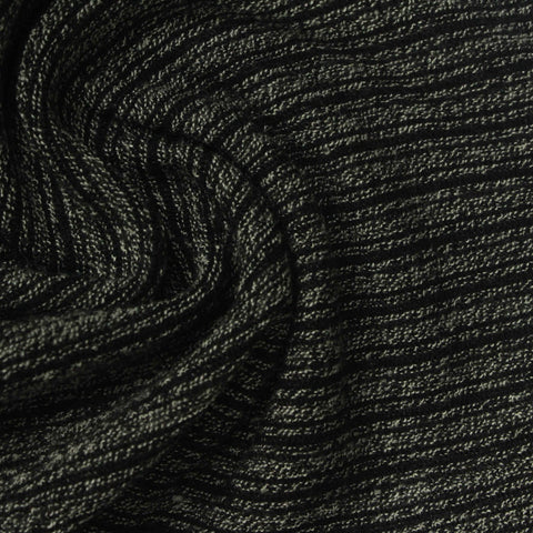 Black Horizontal-Stripe Chunky Knit, Poly-Viscose, 260 gsm