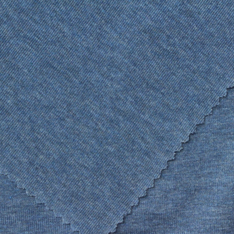Blue Marl Rib Knit, Cotton-Poly, 270 gsm