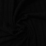 Polyester Viscose Stretch Rib Knit Fabric, 245 gsm, 150 cm — Black — photo 2